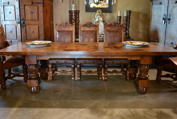 Spanish Revival Dining Table Carved, Spanish Dining Room Set