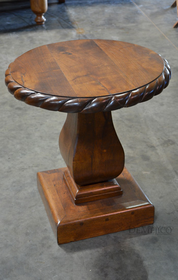 Gitana Round Wood End Table with Rope Carving - Demejico