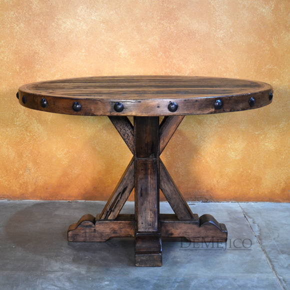 4ft Dark Rustic Round Table Spanish, Rustic Round Tables