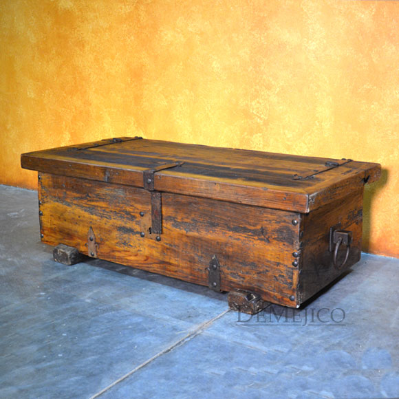 Troje Trunk Coffee Table, Storage Coffee Table, Old Wood Coffee Table